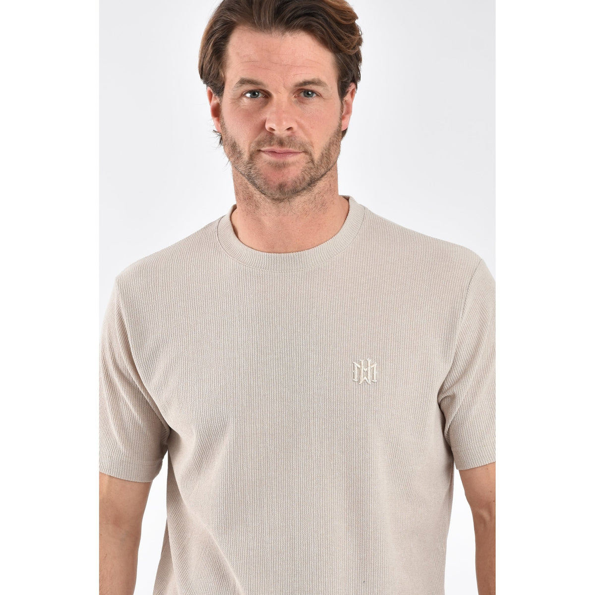 Marrakech | 2727 Logo Lightweight Breathable Fabric Half Sleeve T-Shirt - Beige
