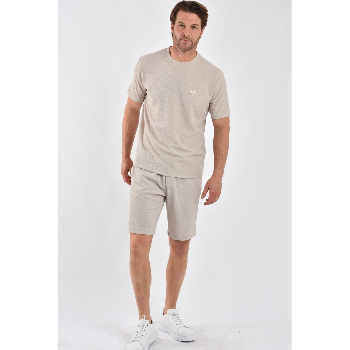 Marrakech | 2727 Logo Lightweight Breathable Fabric Half Sleeve T-Shirt - Beige