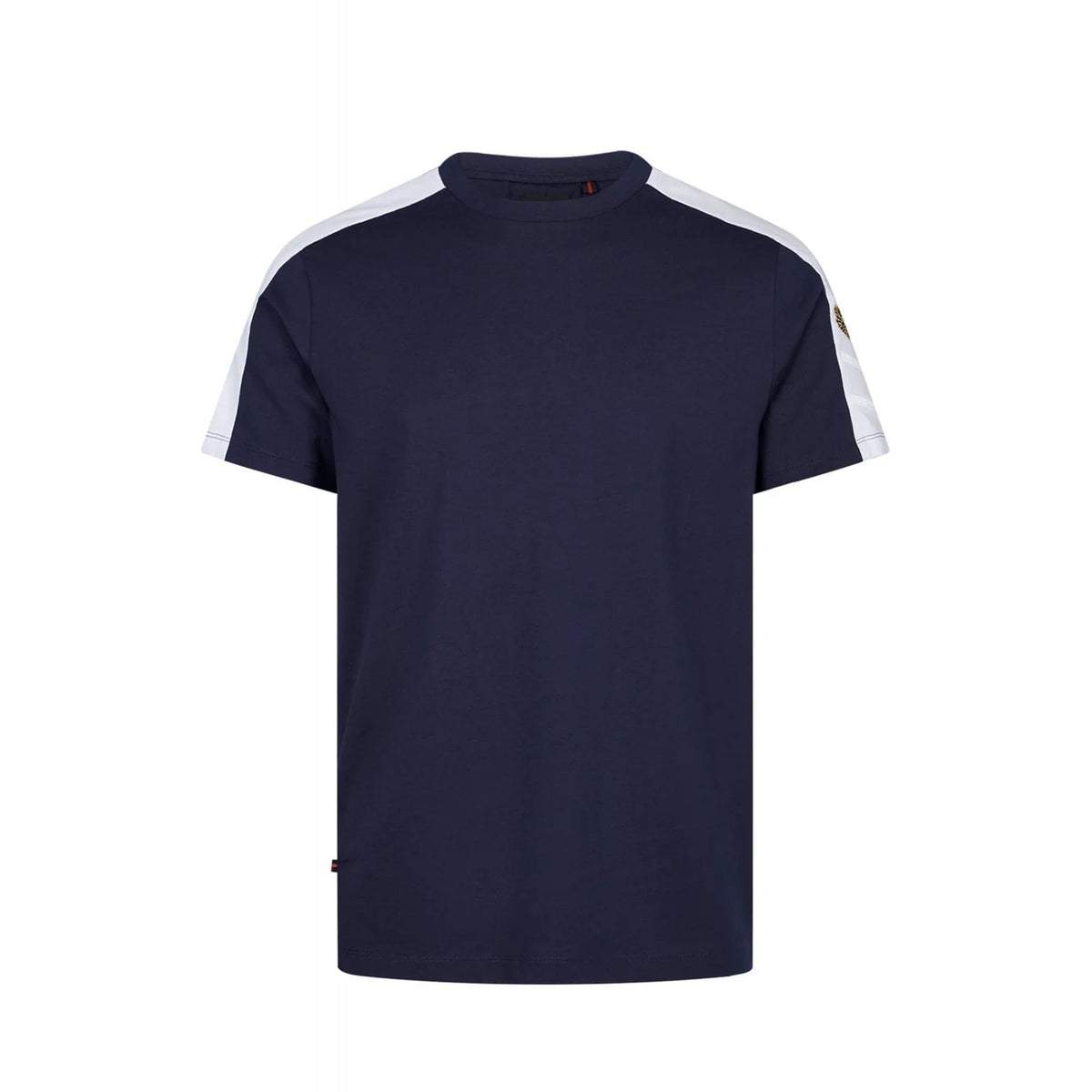 Luke | Elhain M830163 White Panel Tape Half Sleeve T-Shirt - Dark Navy