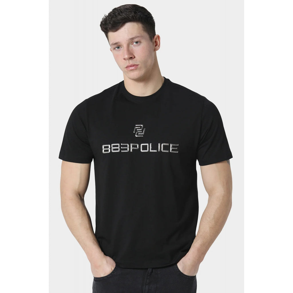 Police Kildonan 1280 3D Embossed Metallic Logo Half Sleeve T-Shirt - Black