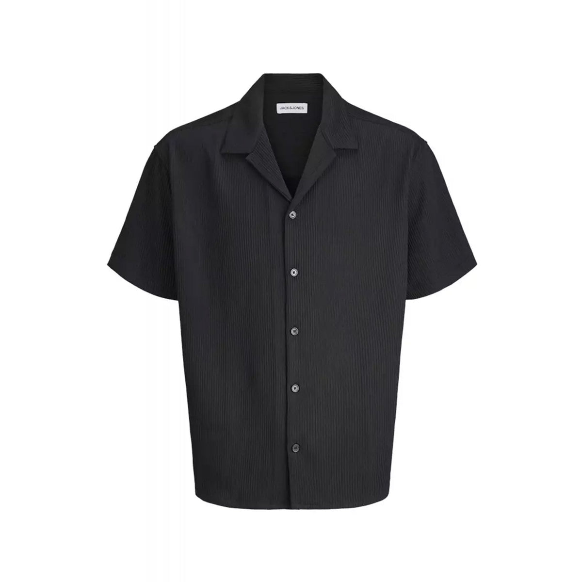 Jack Jones Harrison 9086 Relaxed Fit Half Sleeve Resort Collar Shirt - Black