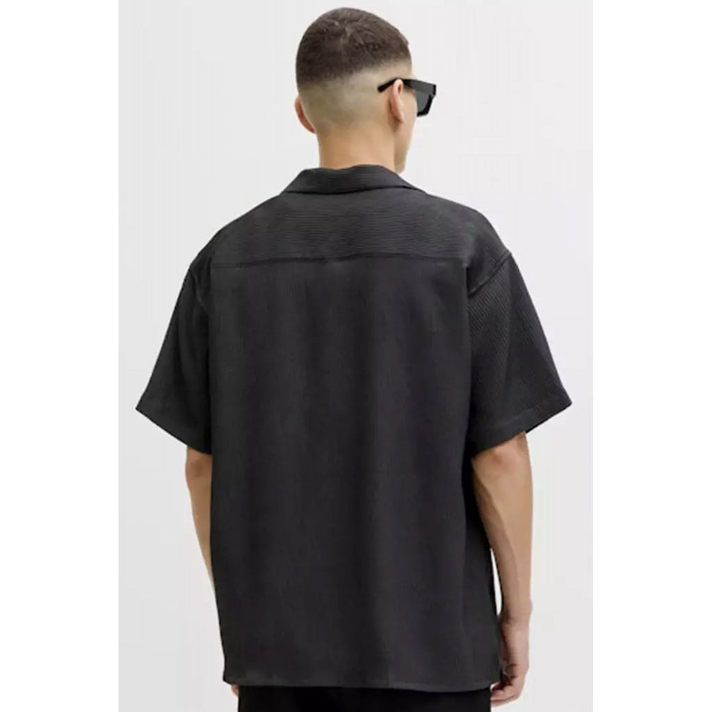 Jack Jones Harrison 9086 Relaxed Fit Half Sleeve Resort Collar Shirt - Black