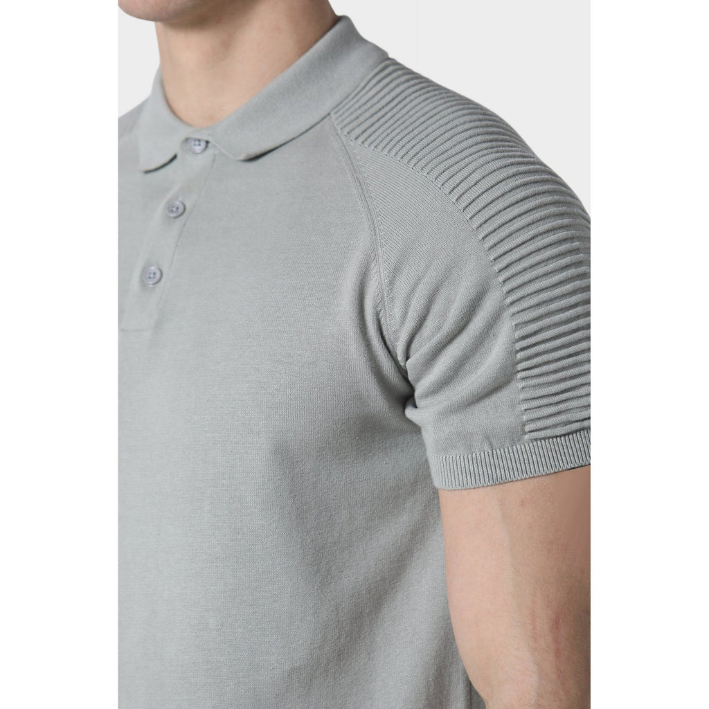 Police Salle 1275 Knitted Ribbed Biker Shoulder Detail Half Sleeve Polo T-Shirt