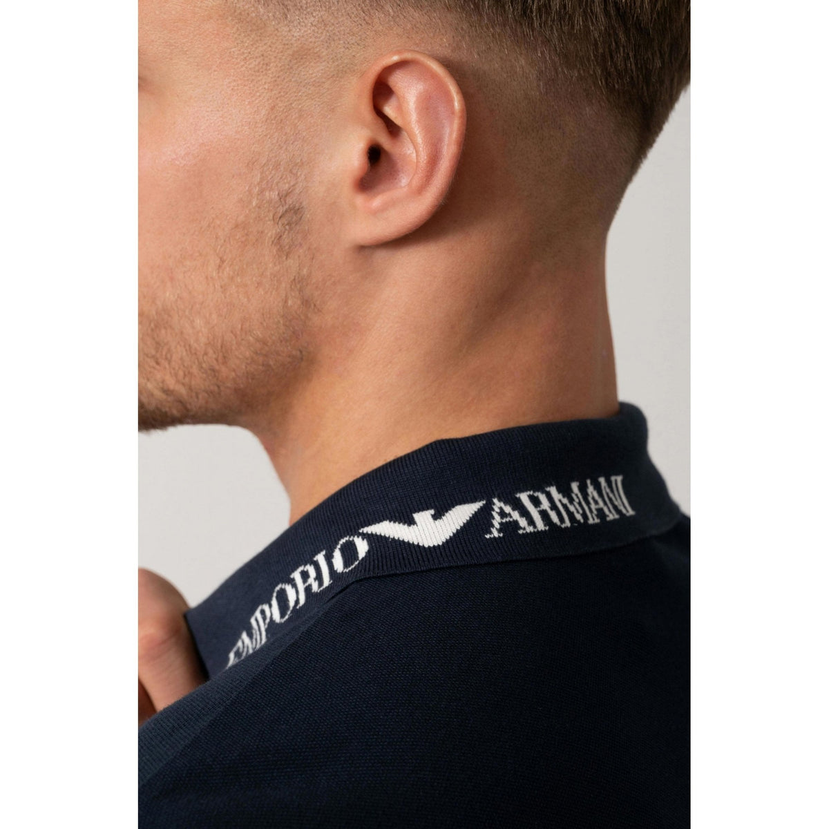 EA7 | Emporio Armani EM000571 AF20425 Beachwear Cotton Pique Brand Collar Print Polo T-Shirt