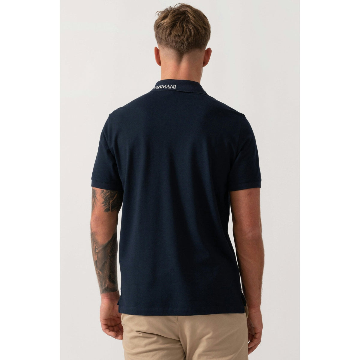 EA7 | Emporio Armani EM000571 AF20425 Beachwear Cotton Pique Brand Collar Print Polo T-Shirt