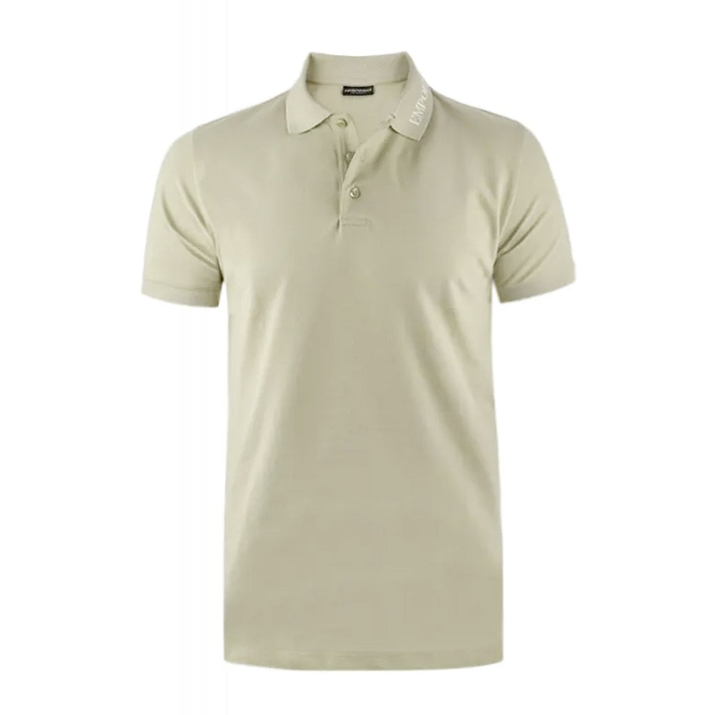 EA7 | Emporio Armani EM000571 AF20425 Beachwear Cotton Pique Brand Collar Print Polo T-Shirt
