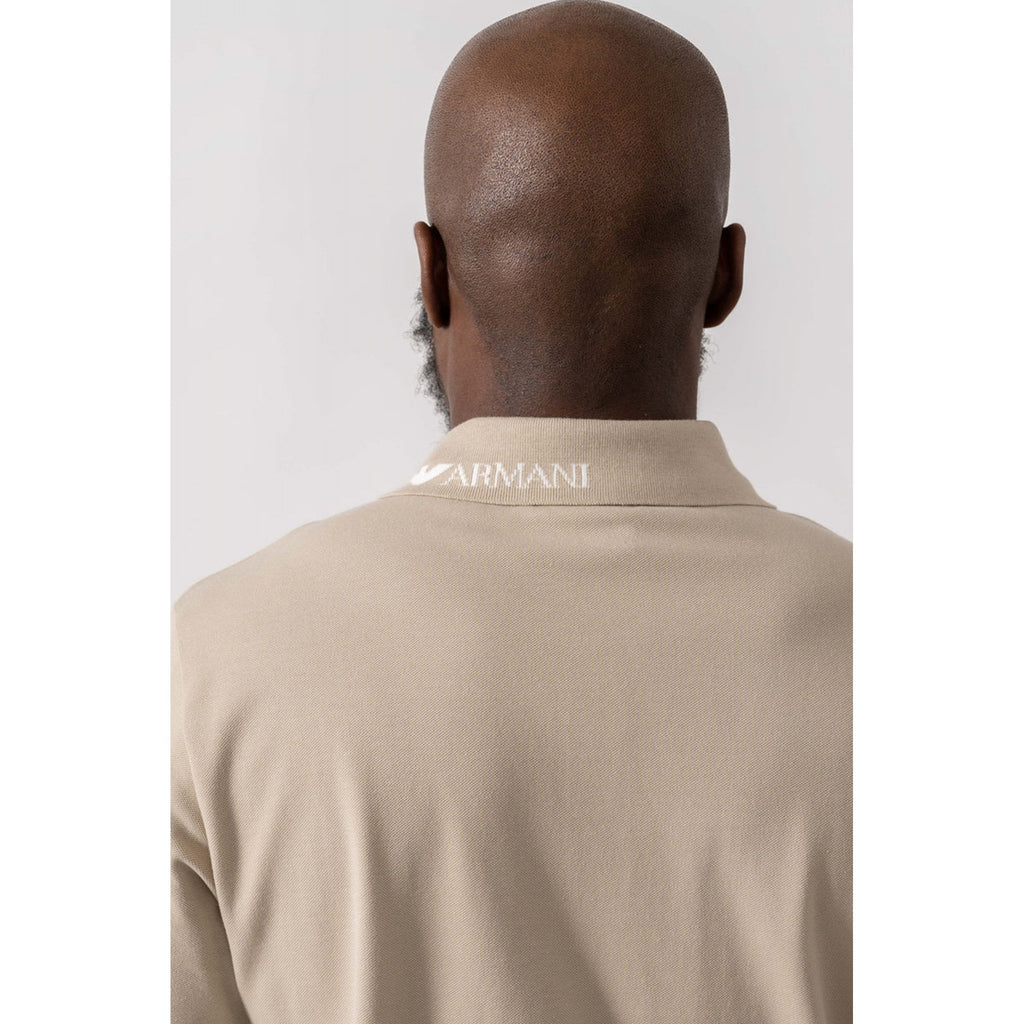 EA7 | Emporio Armani EM000571 AF20425 Beachwear Cotton Pique Brand Collar Print Polo T-Shirt