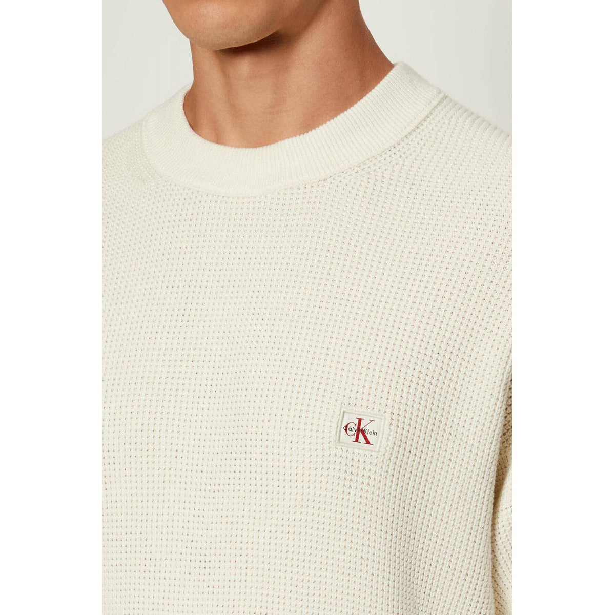 Calvin Klein Jeans | LV04RD313G Waffle Cotton Knit Loose Fit Crew Jumper