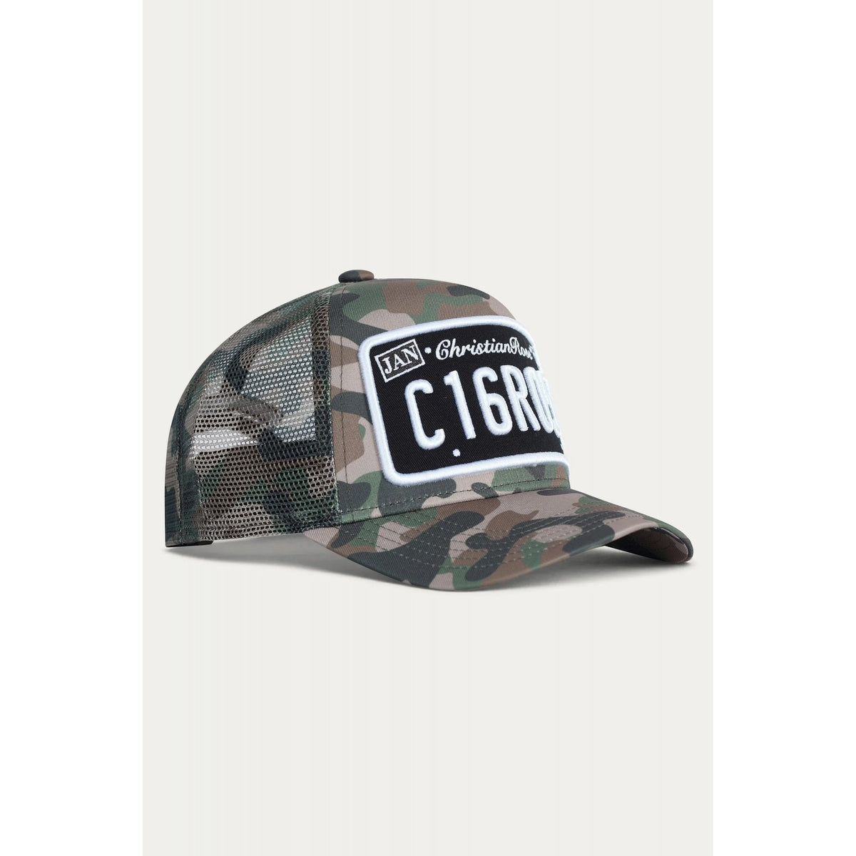 Christian Rose | CR001 Camo Private Plate Trucker Camoflauge Mesh Baseball Cap