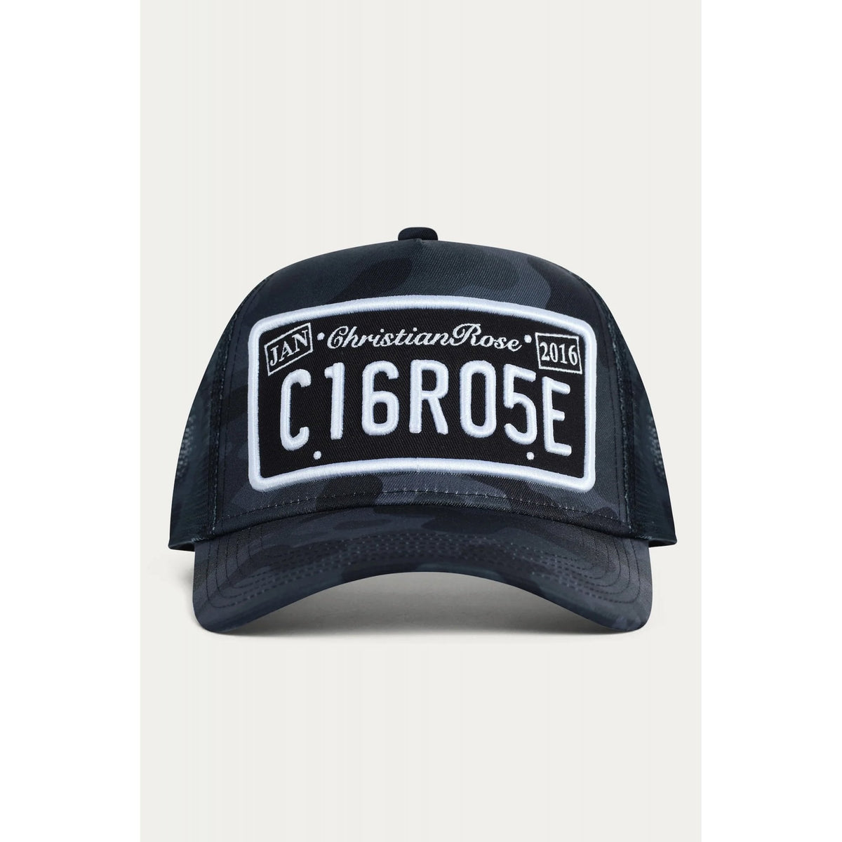 Christian Rose | CR001 Camo Private Plate Trucker Camoflauge Mesh Baseball Cap