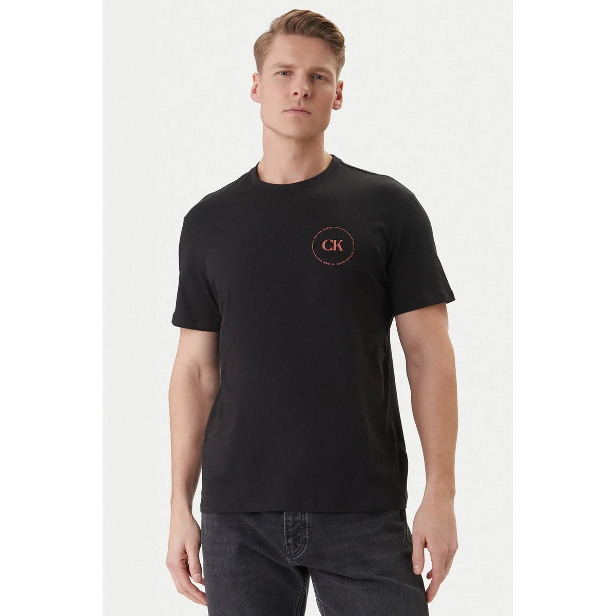 Calvin Klein Jeans | LV04RF801G Circular Print Logo Crew Cotton Half-Sleeve T-Shirt