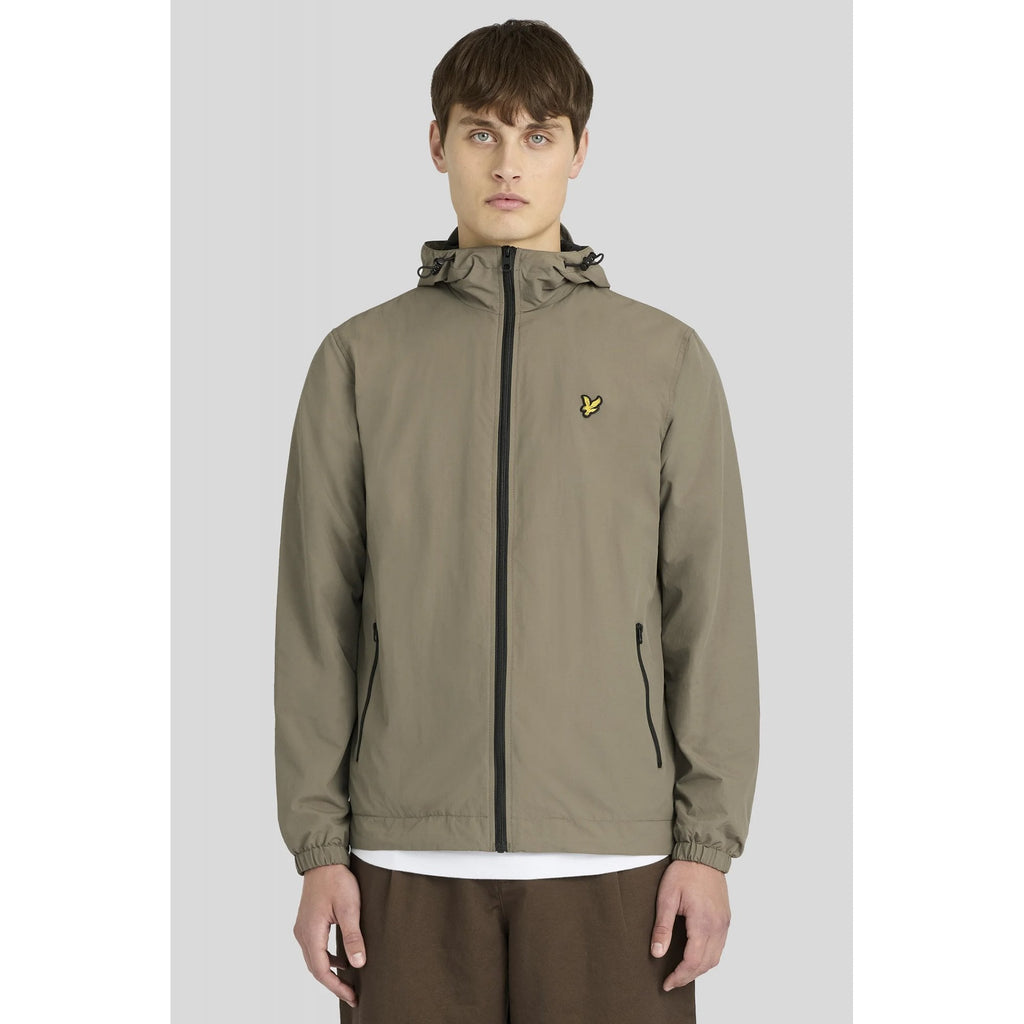 Lyle & Scott | JK2205V Poly Zip Through Hooded Lightweight Jacket - Khaki Ash