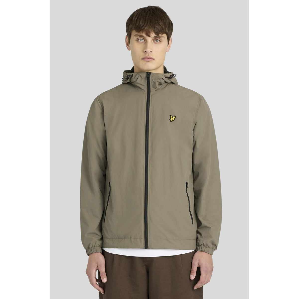 Lyle & Scott | JK2205V Poly Zip Through Hooded Lightweight Jacket - Khaki Ash
