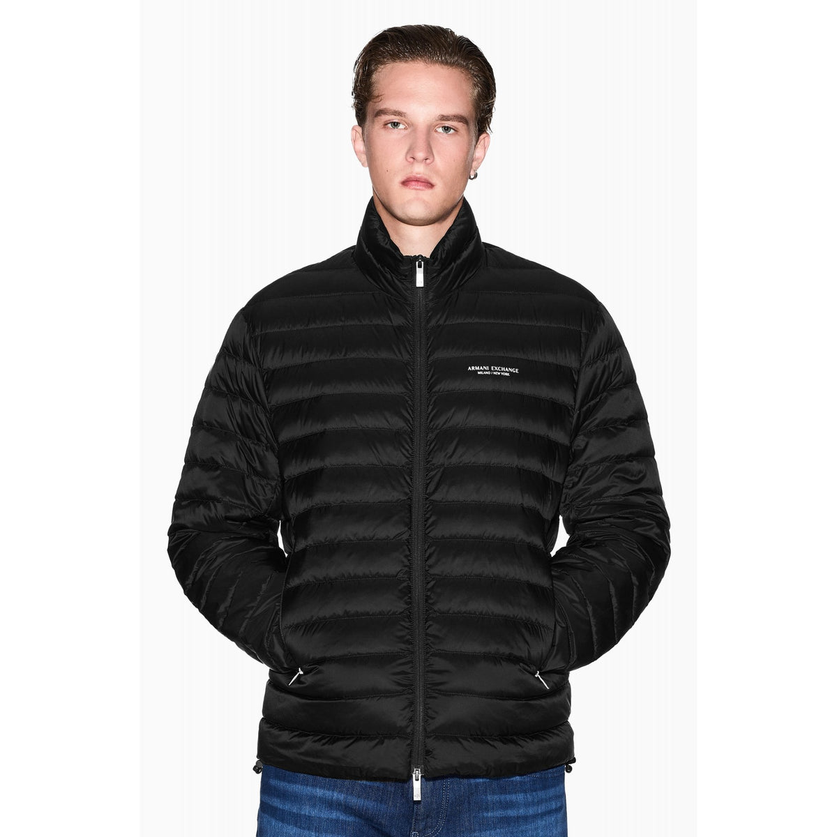 Armani Exchange | AX XM001919 AF16927 Piumino High Collar Quilted Padded Down Jacket - Black