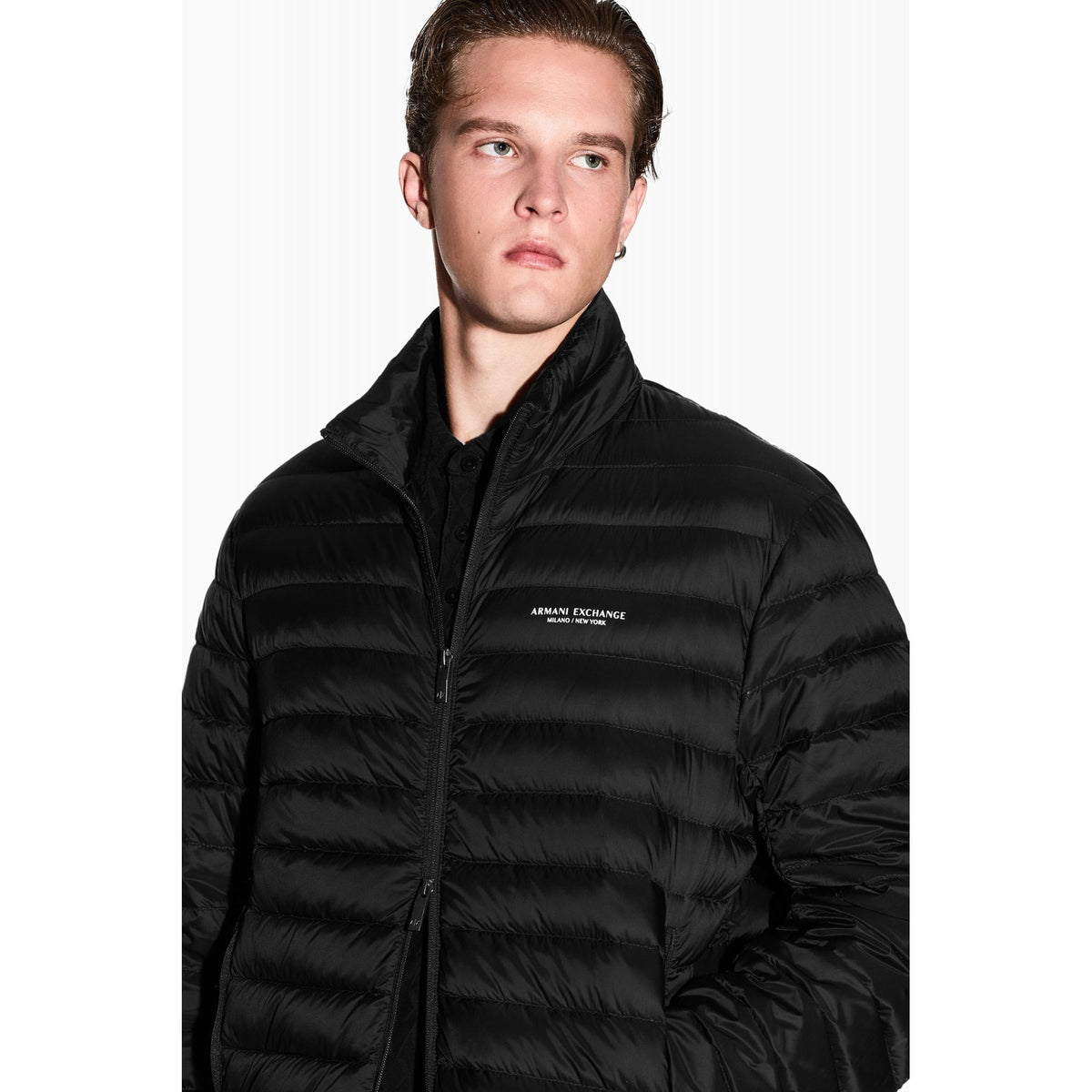Armani Exchange | AX XM001919 AF16927 Piumino High Collar Quilted Padded Down Jacket - Black