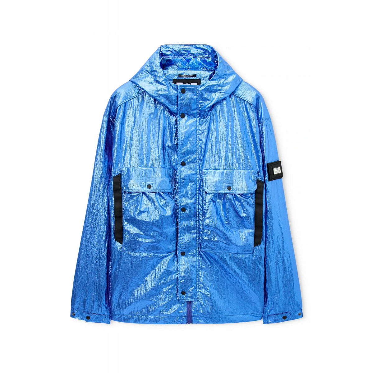 Weekend Offender 3B01 Sangudo Lightweight Chromatic Crinkle Textured Fabric Hood Jacket - Blue