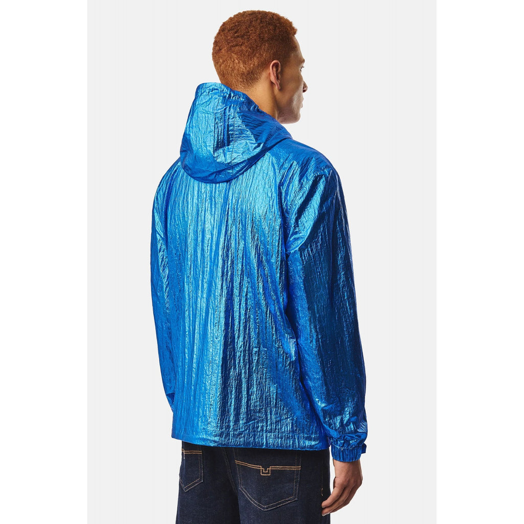 Weekend Offender 3B01 Sangudo Lightweight Chromatic Crinkle Textured Fabric Hood Jacket - Blue