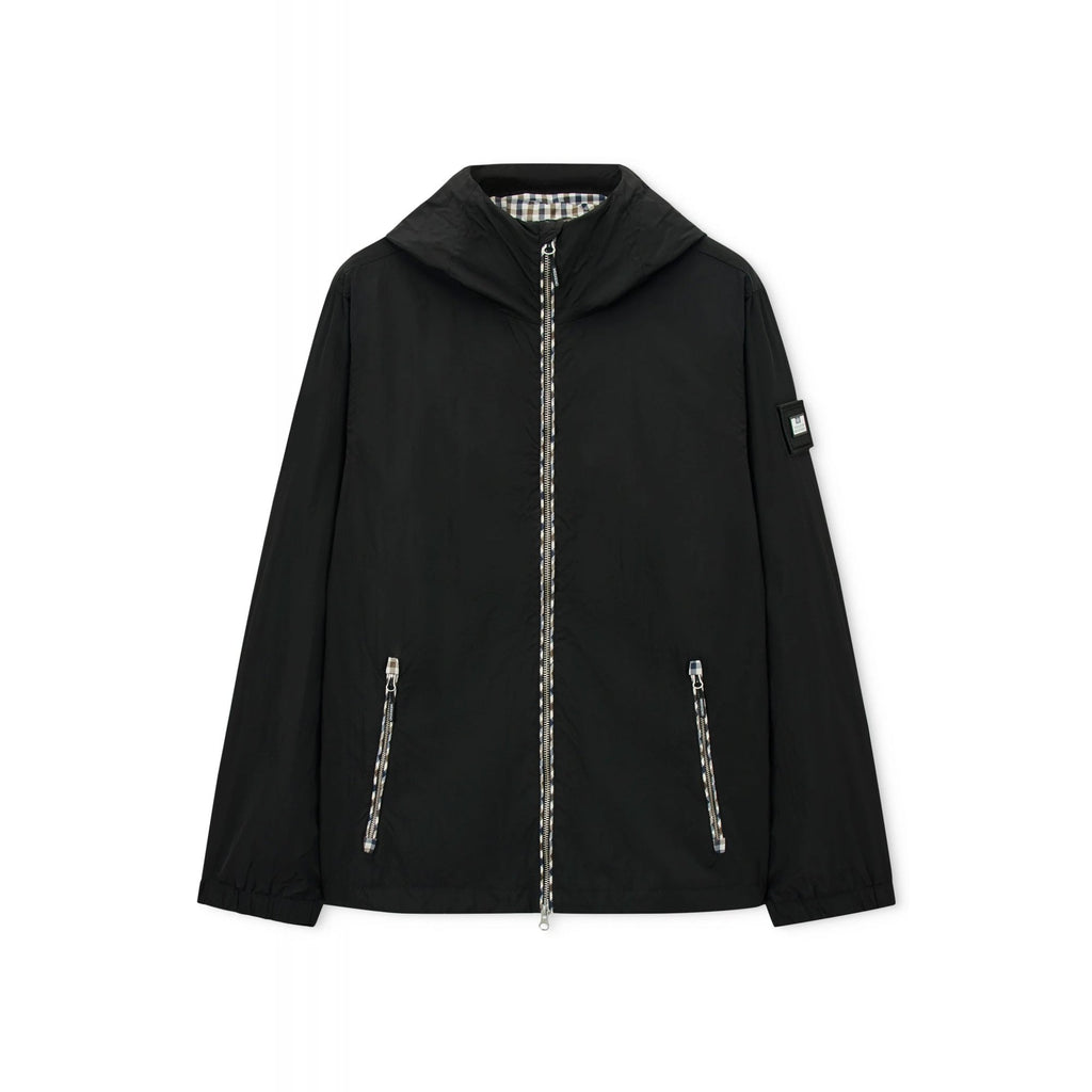 Weekend Offender JK3A29 Campania Lightweight Windbreaker Nylon Hood Overshirt Jacket - Black