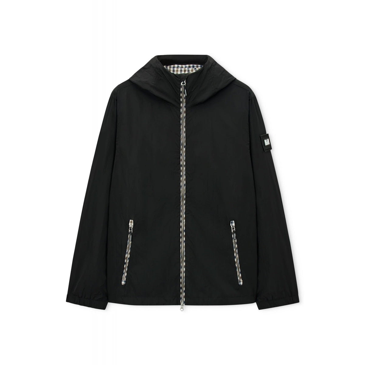 Weekend Offender JK3A29 Campania Lightweight Windbreaker Nylon Hood Overshirt Jacket - Black