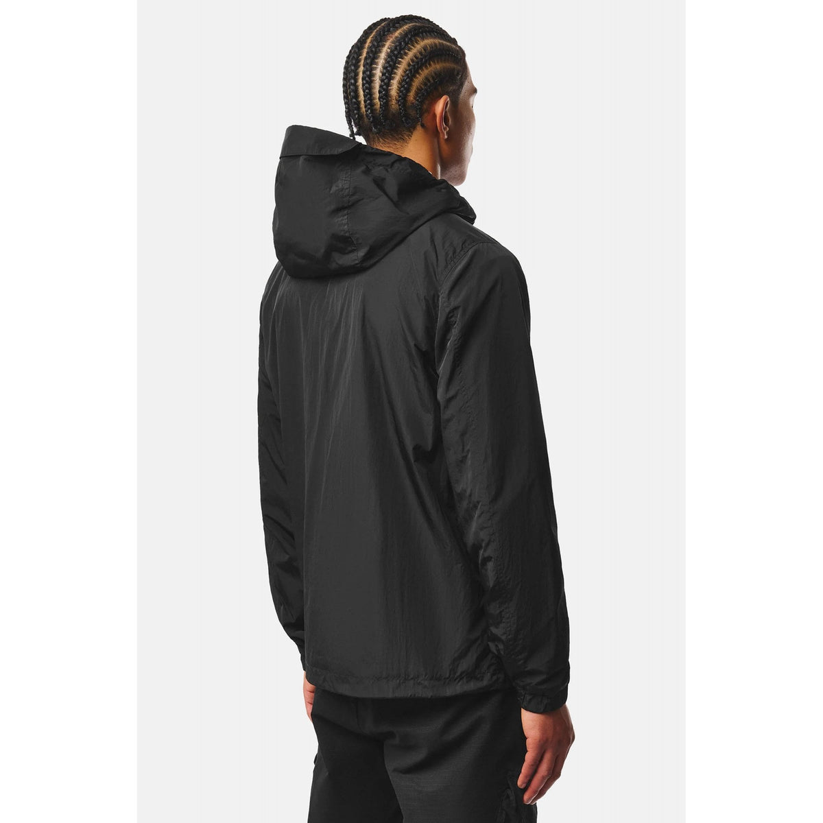 Weekend Offender JK3A29 Campania Lightweight Windbreaker Nylon Hood Overshirt Jacket - Black