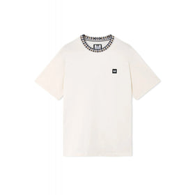 Weekend Offender TS1B02 Sila Mid-House Check Jacquard Collar Half Sleeve T-Shirt - Ghost White