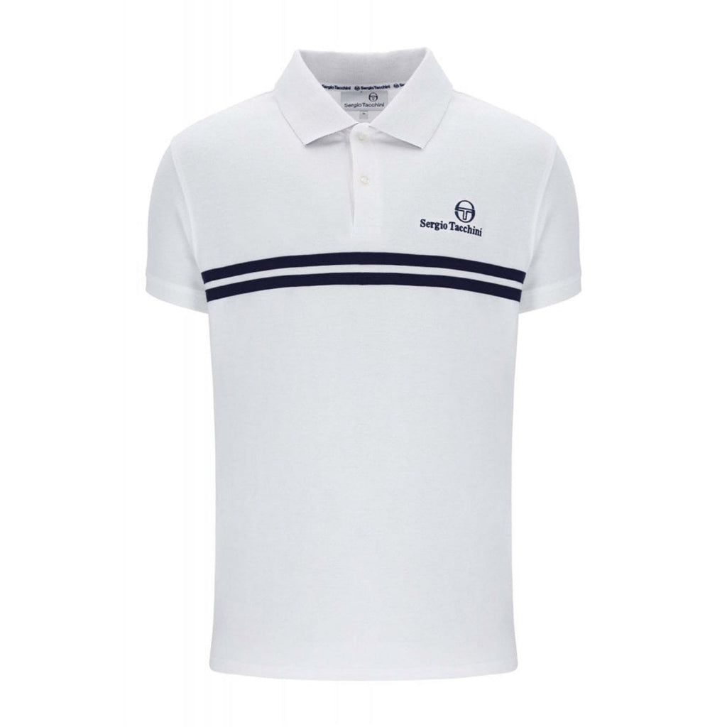 Sergio Tacchini | New Supermac 1140-210 Contrast Double Stripe Polo T-Shirt - White