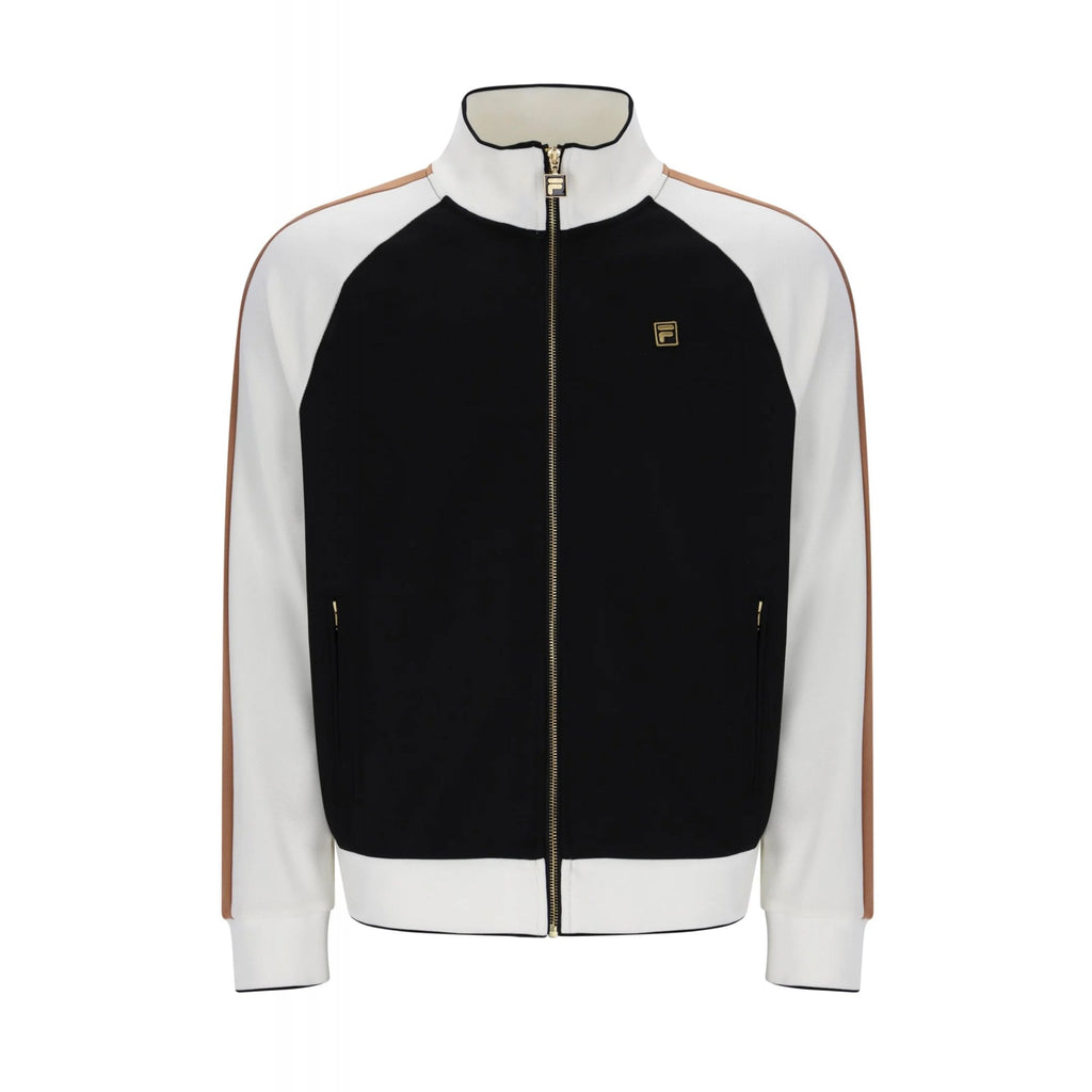 Fila Cory MG003 Vintage Colour Block Panel Piping Track Top - Black/White Down/Raw Umber