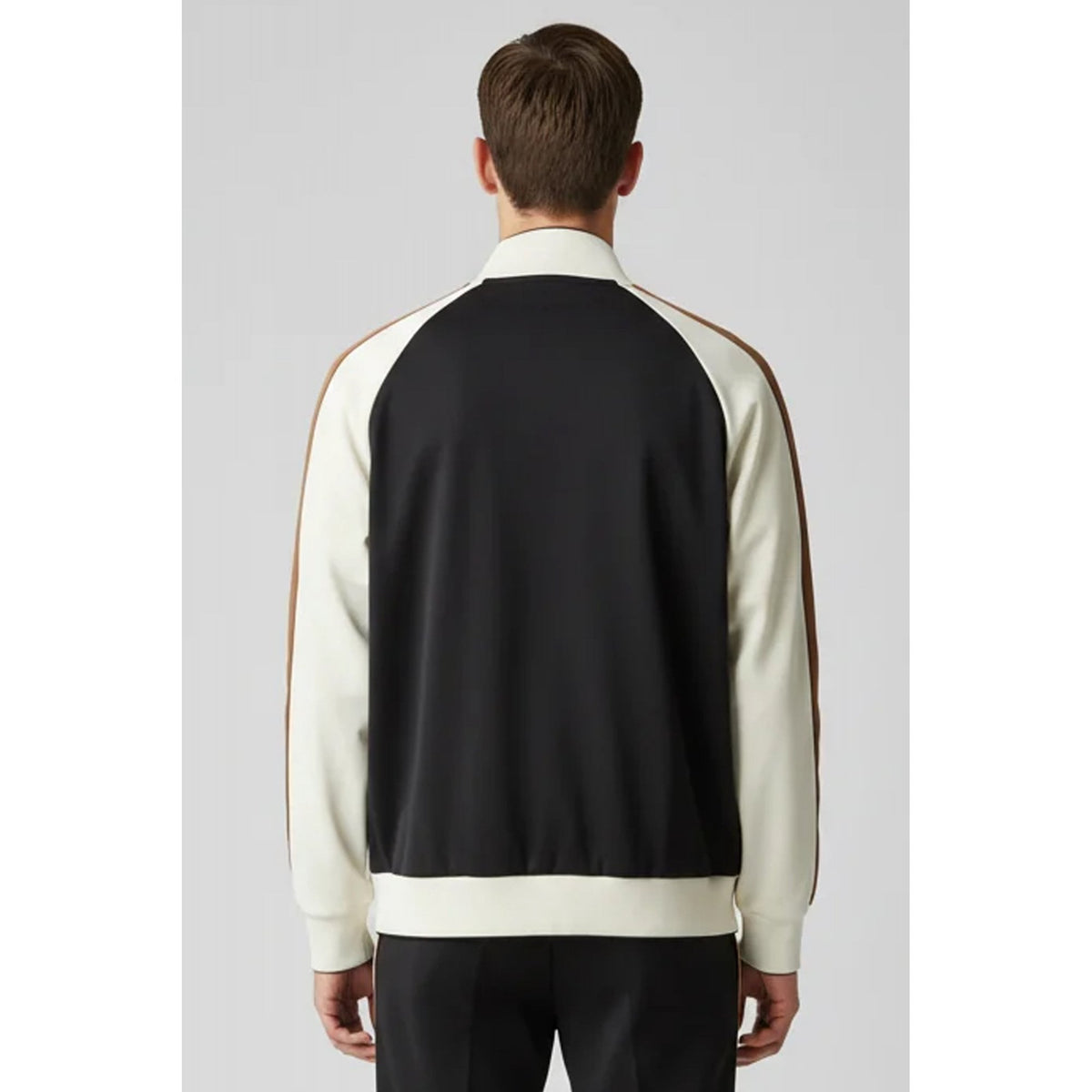 Fila Cory MG003 Vintage Colour Block Panel Piping Track Top - Black/White Down/Raw Umber