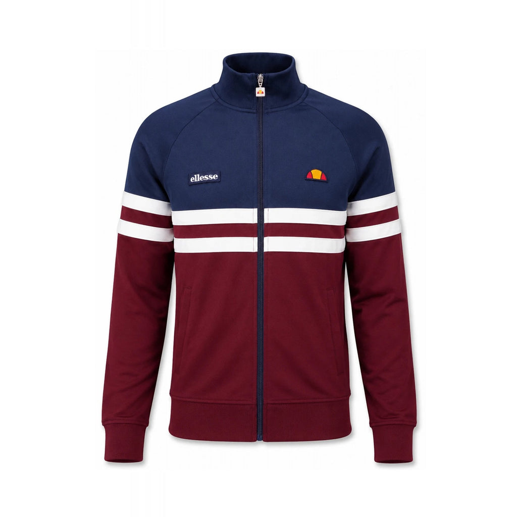 Ellesse Rimini 0892 Classic Contrast Colour Block Stripe Track Top - Navy/Burgundy