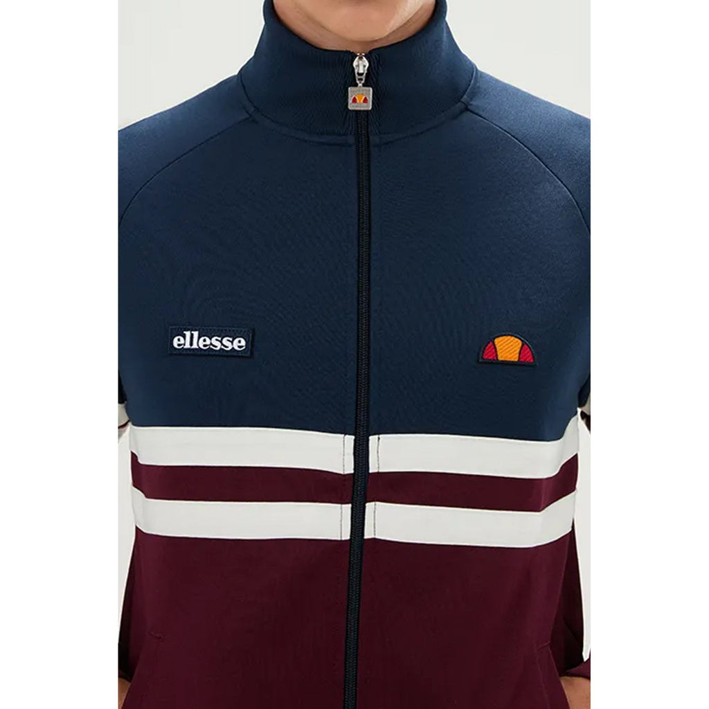 Ellesse Rimini 0892 Classic Contrast Colour Block Stripe Track Top - Navy/Burgundy