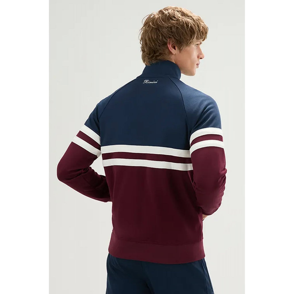 Ellesse Rimini 0892 Classic Contrast Colour Block Stripe Track Top - Navy/Burgundy