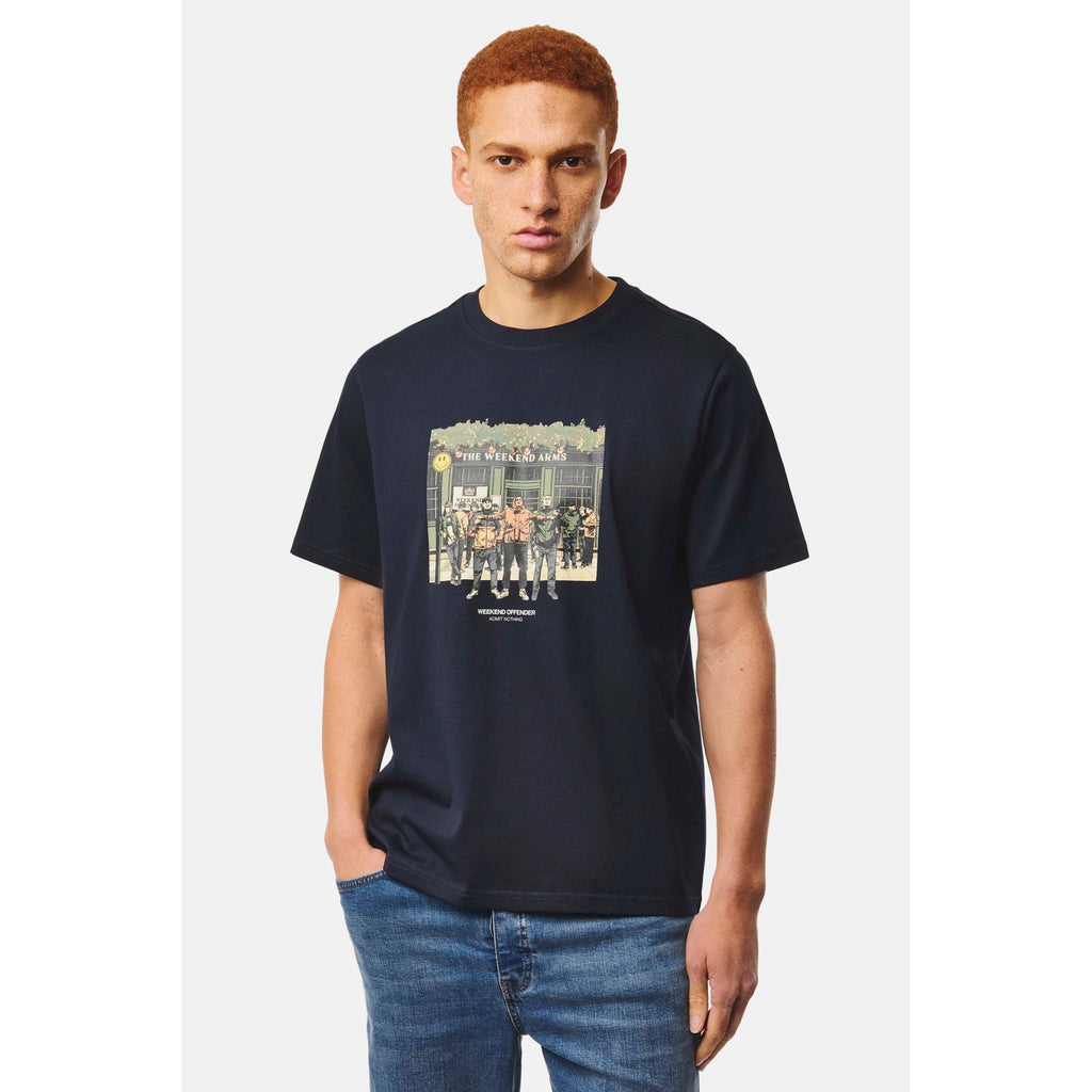 Weekend Offender PT3B14 Taberna Classic British Pub Graphic Print T-Shirt - Navy