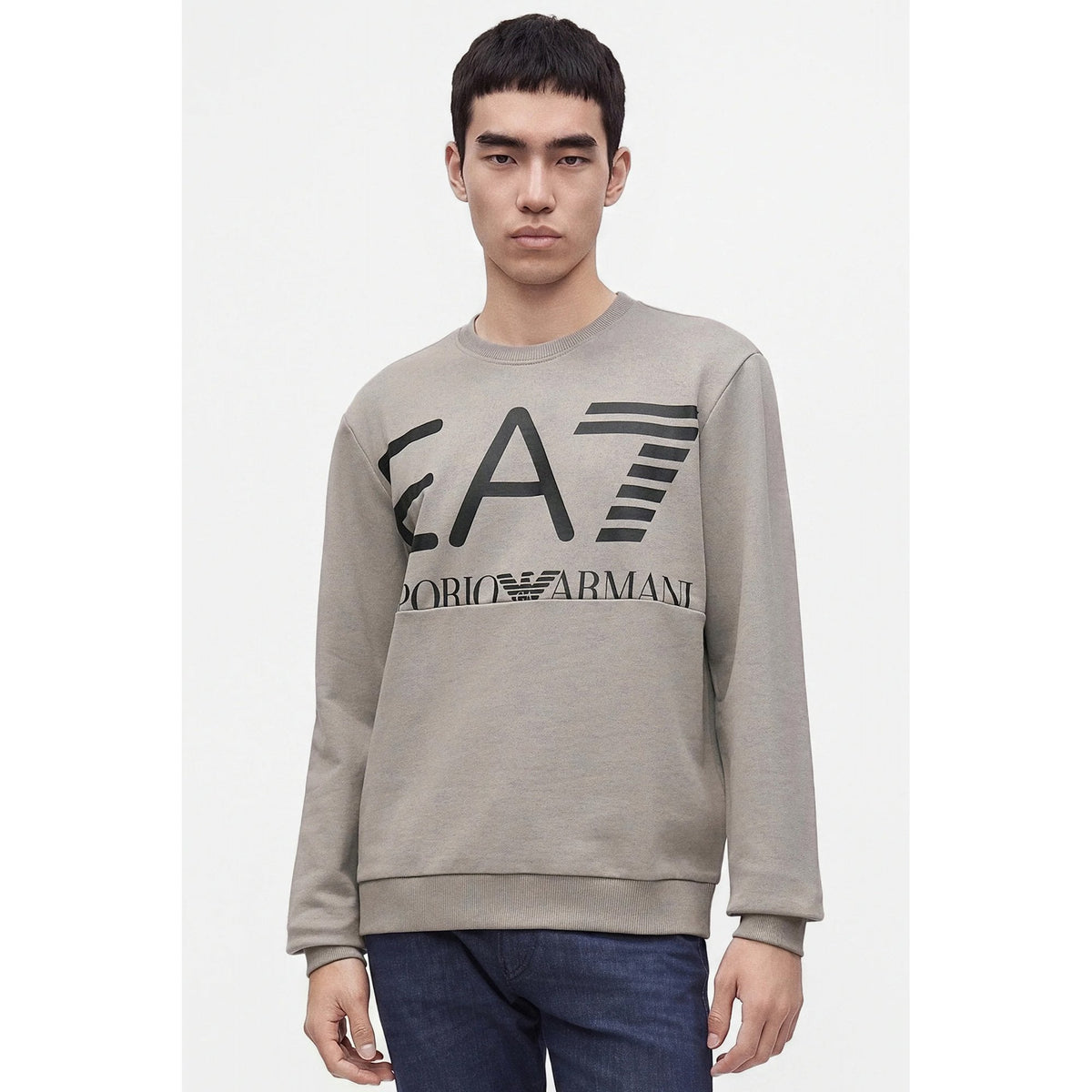 EA7 | Emporio Armani AF27189 2201 Contrast Enlarge Logo Print Sweat Top