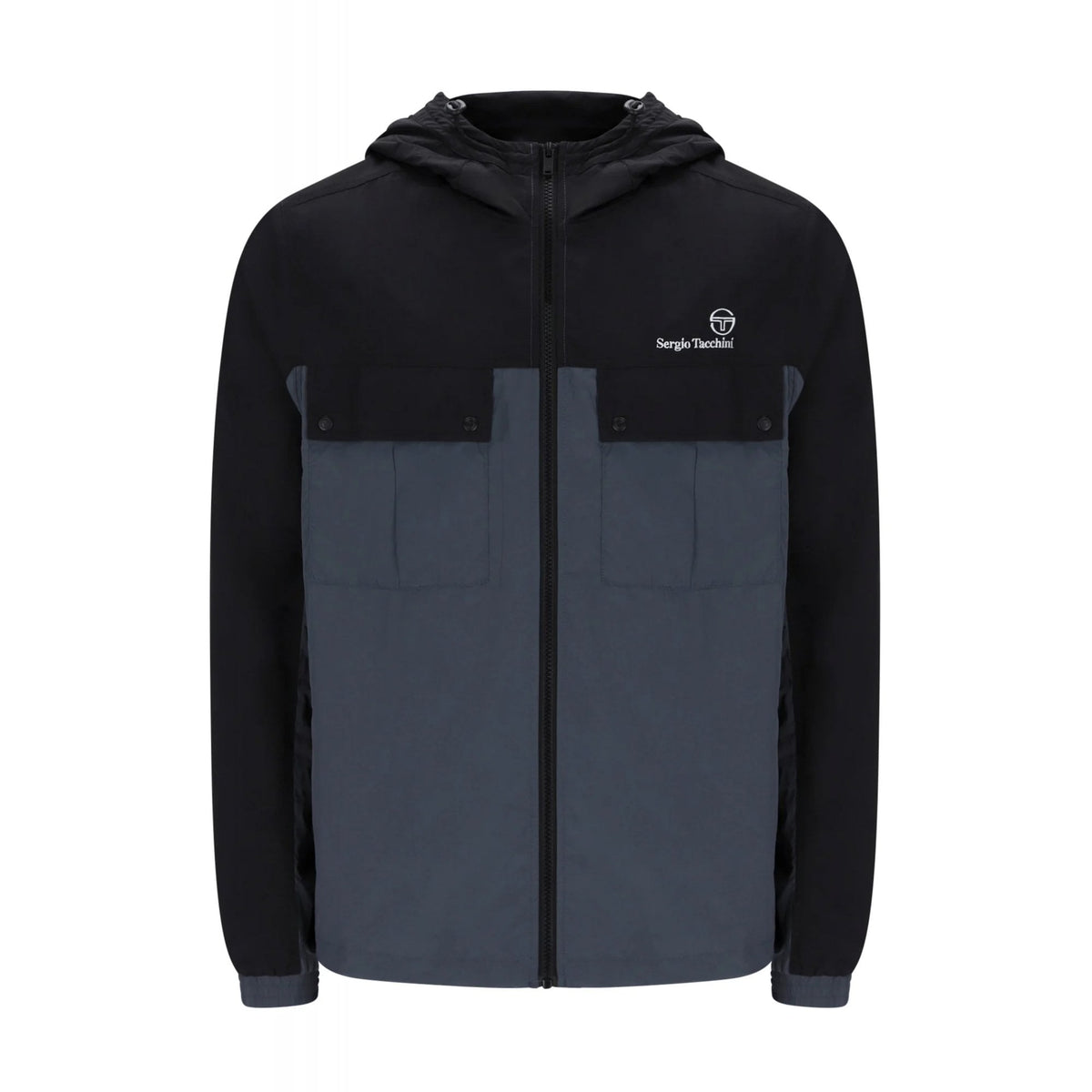 Sergio Tacchini | Alba 1327 Nylon Colour Panel Lightweight Hood Jacket - Black/Turbulence Grey