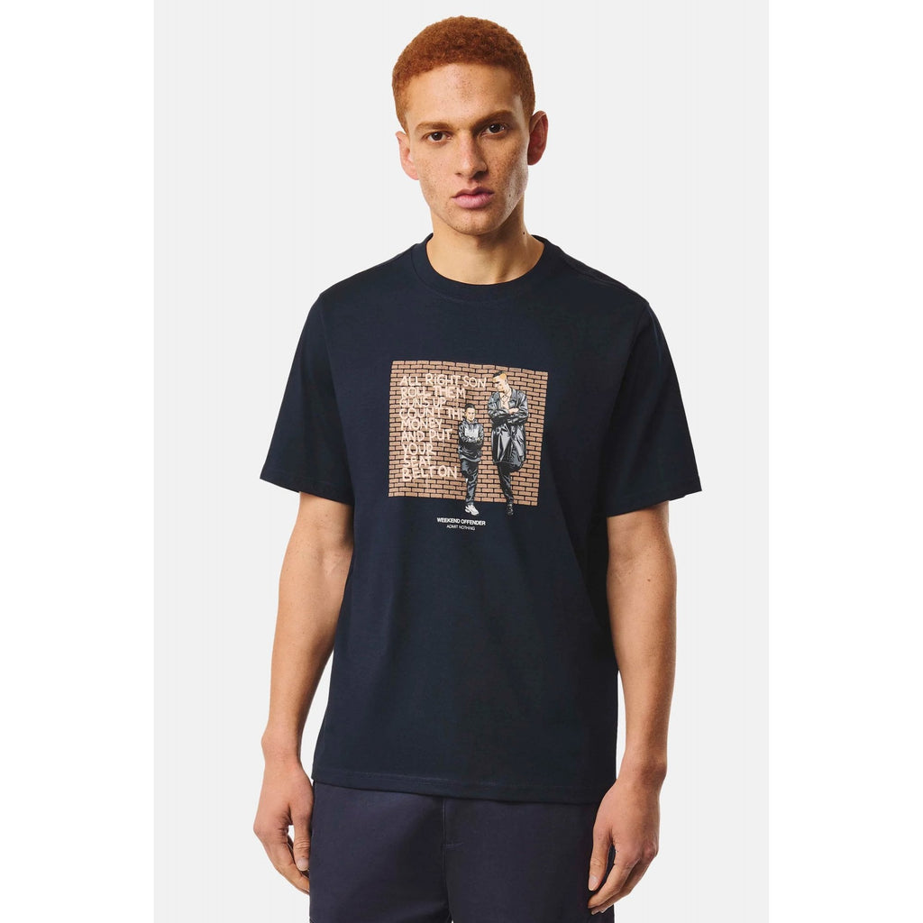 Weekend Offender PT3B13 Pater Father & Son Scene Graphic Print Half Sleeve T-Shirt - Navy