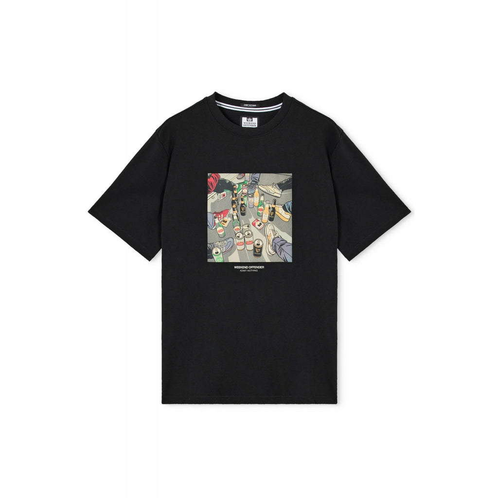 Weekend Offender PT3B09 Imbibo Saturday Everyday Graphic Scene Half Sleeve T-Shirt - Black