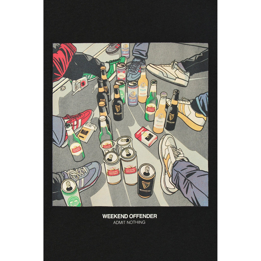 Weekend Offender PT3B09 Imbibo Saturday Everyday Graphic Scene Half Sleeve T-Shirt - Black