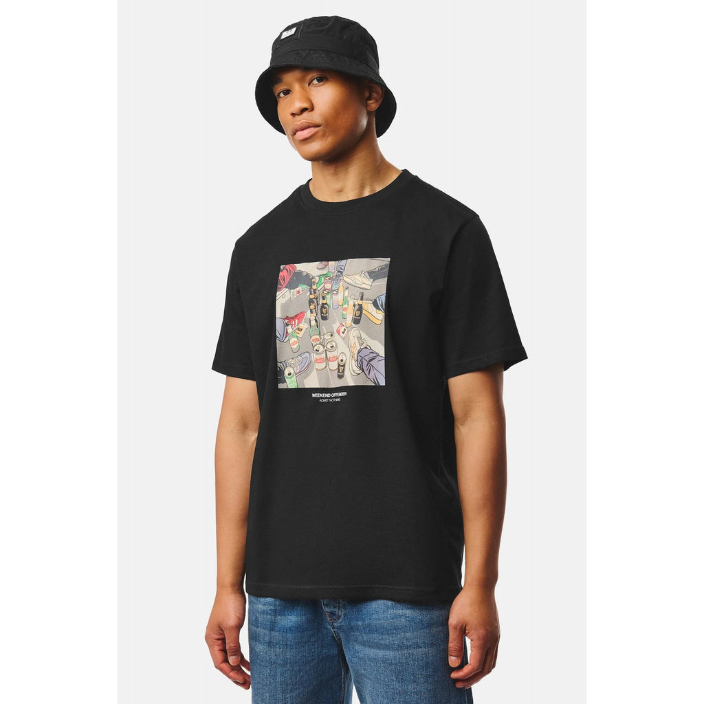 Weekend Offender PT3B09 Imbibo Saturday Everyday Graphic Scene Half Sleeve T-Shirt - Black