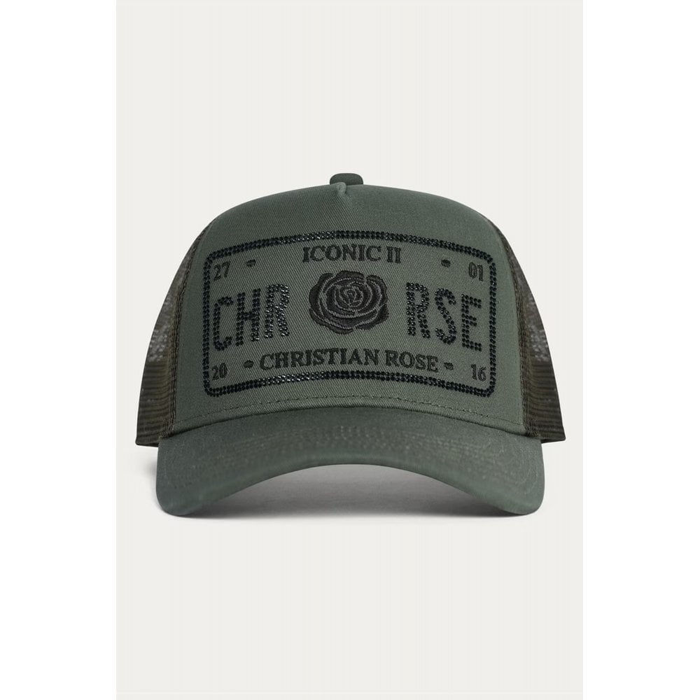 Christian Rose | CR024 Two Tone 'R' Private Plate Trucker Mesh Baseball Cap