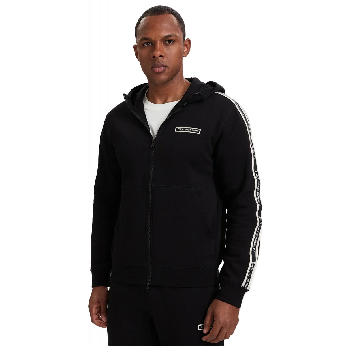 EA7 | Emporio Armani AF10377 2197 Train Rubber Tape Logo Full Zip Hood Top
