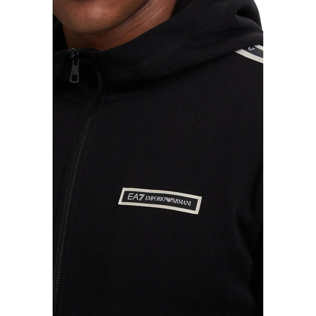 EA7 | Emporio Armani AF10377 2197 Train Rubber Tape Logo Full Zip Hood Top