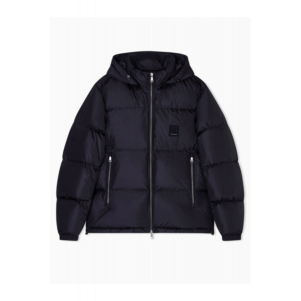 Armani Exchange | AX XM000348 AF12286 Shiny Quilted Padded Down Hood Jacket - Deep Navy