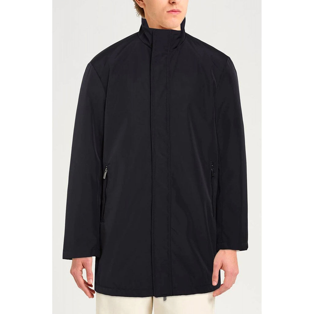 Armani Exchange | AX XM001578 AF169269 Stand Collar Long Softshell Trench Coat - Deep Navy