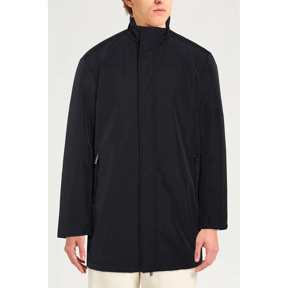 Armani Exchange | AX XM001578 AF169269 Stand Collar Long Softshell Trench Coat - Deep Navy