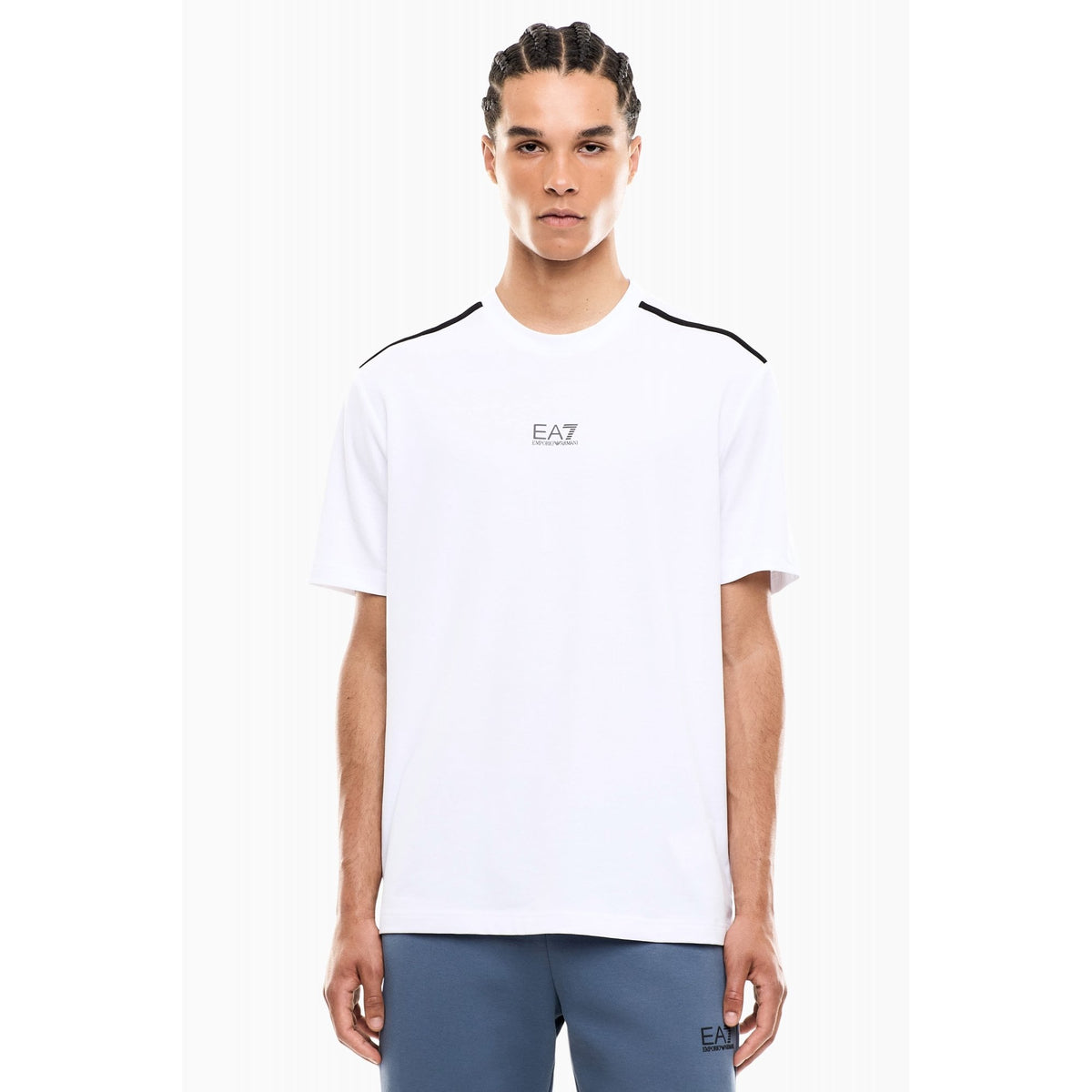 EA7 | Emporio Armani AF21787 2568 Shoulder Black Tape Natural VENTUS7 Half Sleeve T-Shirt