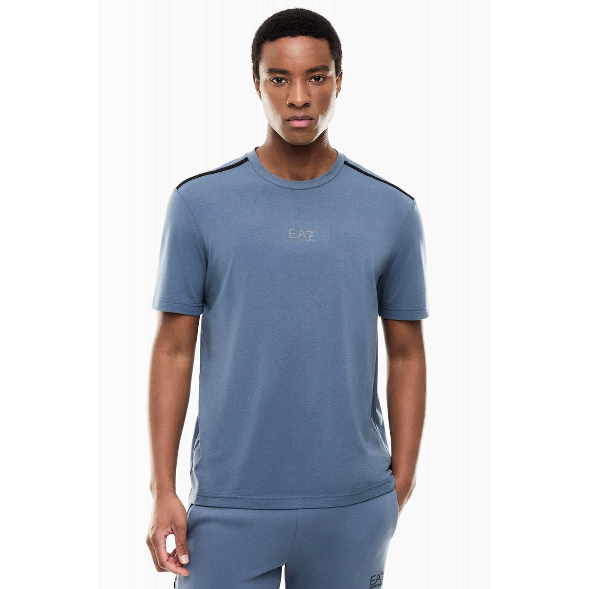 EA7 | Emporio Armani AF21787 2568 Shoulder Black Tape Natural VENTUS7 Half Sleeve T-Shirt