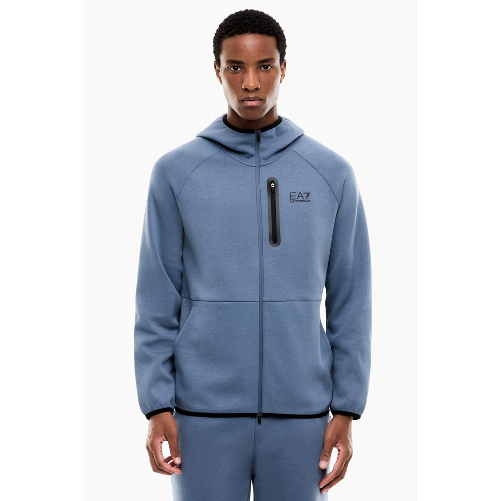 EA7 | Emporio Armani AF20845 2517 Cotton Blend VENTUS7 Full Zip Hood Top - China Blue