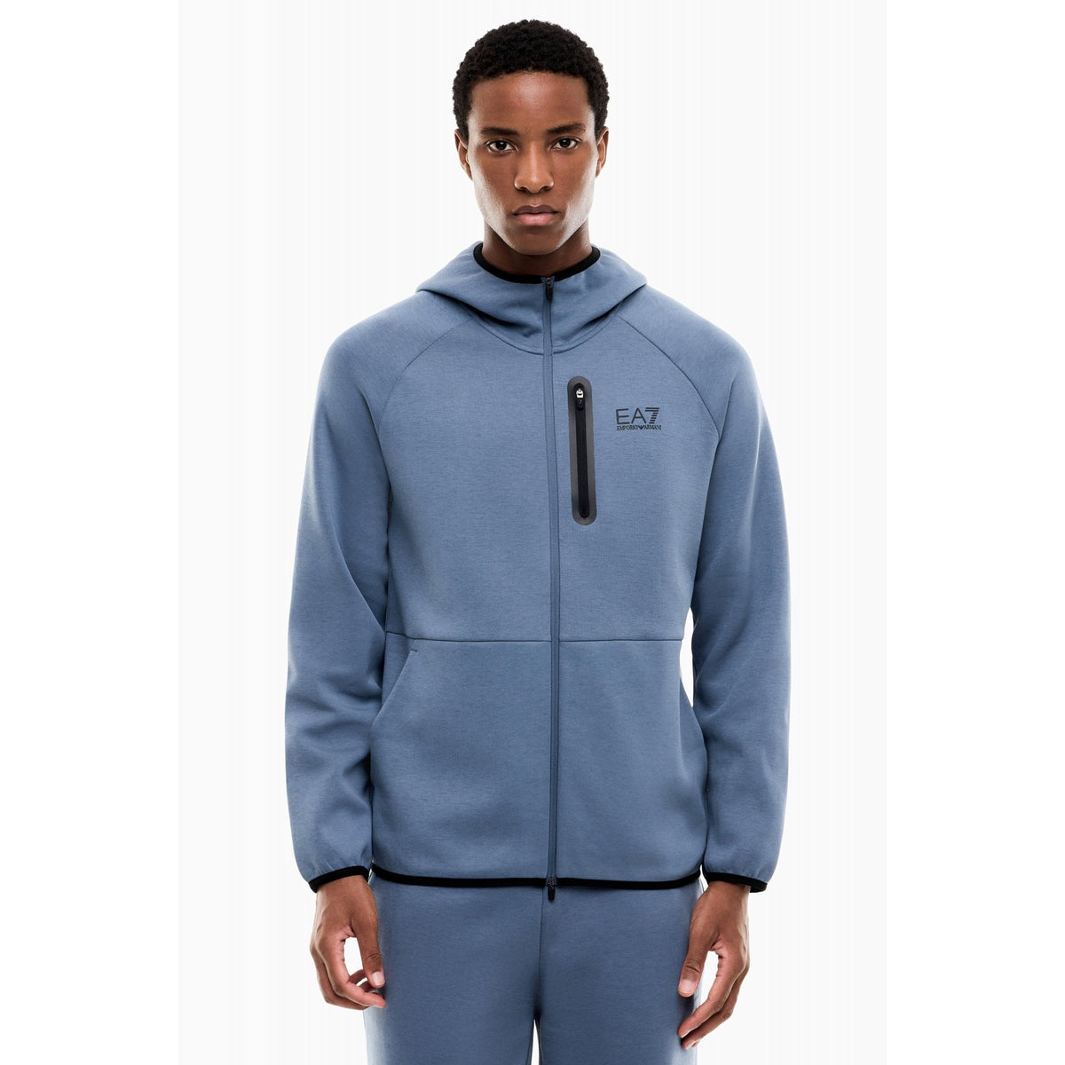EA7 | Emporio Armani AF20845 2517 Cotton Blend VENTUS7 Full Zip Hood Top - China Blue