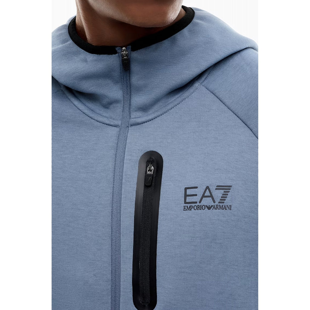 EA7 | Emporio Armani AF20845 2517 Cotton Blend VENTUS7 Full Zip Hood Top - China Blue