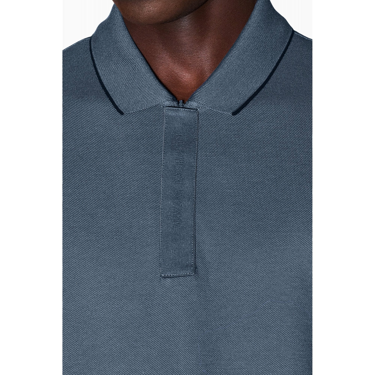 Armani Exchange | AX XM001285 AF10366 1/4 Zip Textured Fabric Pique Cotton Polo T-Shirt - Vintage Indigo